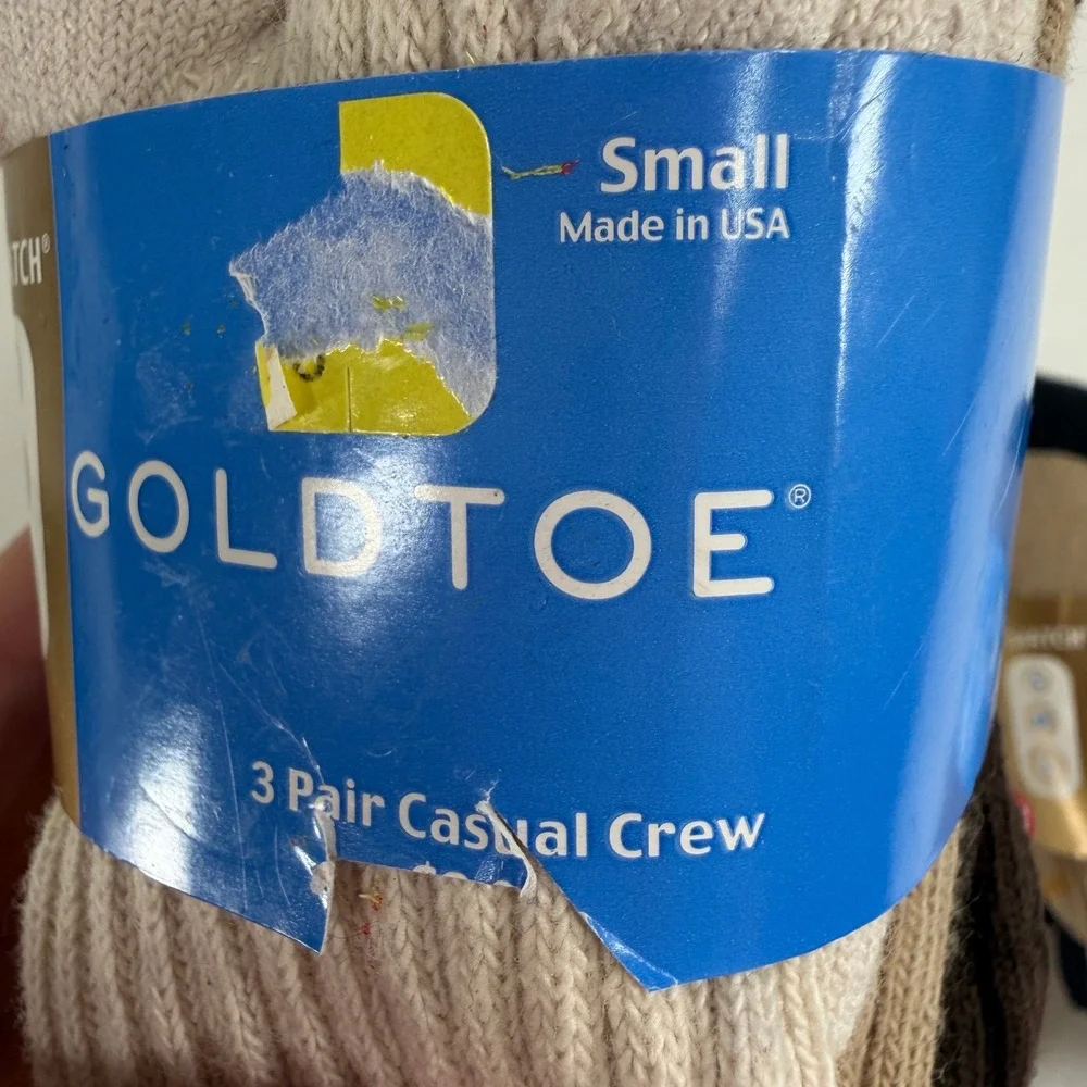 Goldtoe Small 6 Pair Crew Socks Kids EZ Match Neutral Tan Black Casual Ribbed